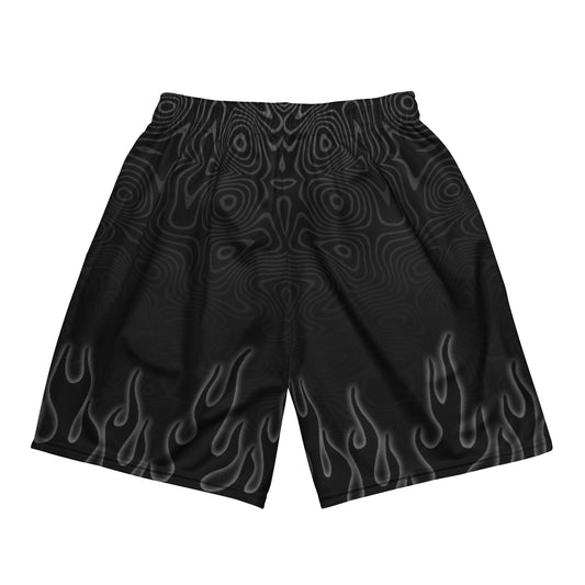 BLACK DAMASCUS FLAME MESH SHORTS