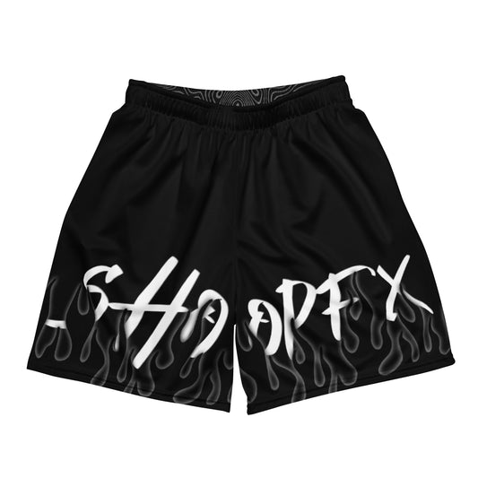BLACK DAMASCUS FLAME MESH SHORTS