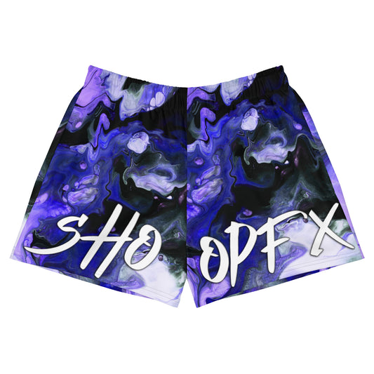 WOMENS PURPLE MARBLE ATHLETIC SHORTS