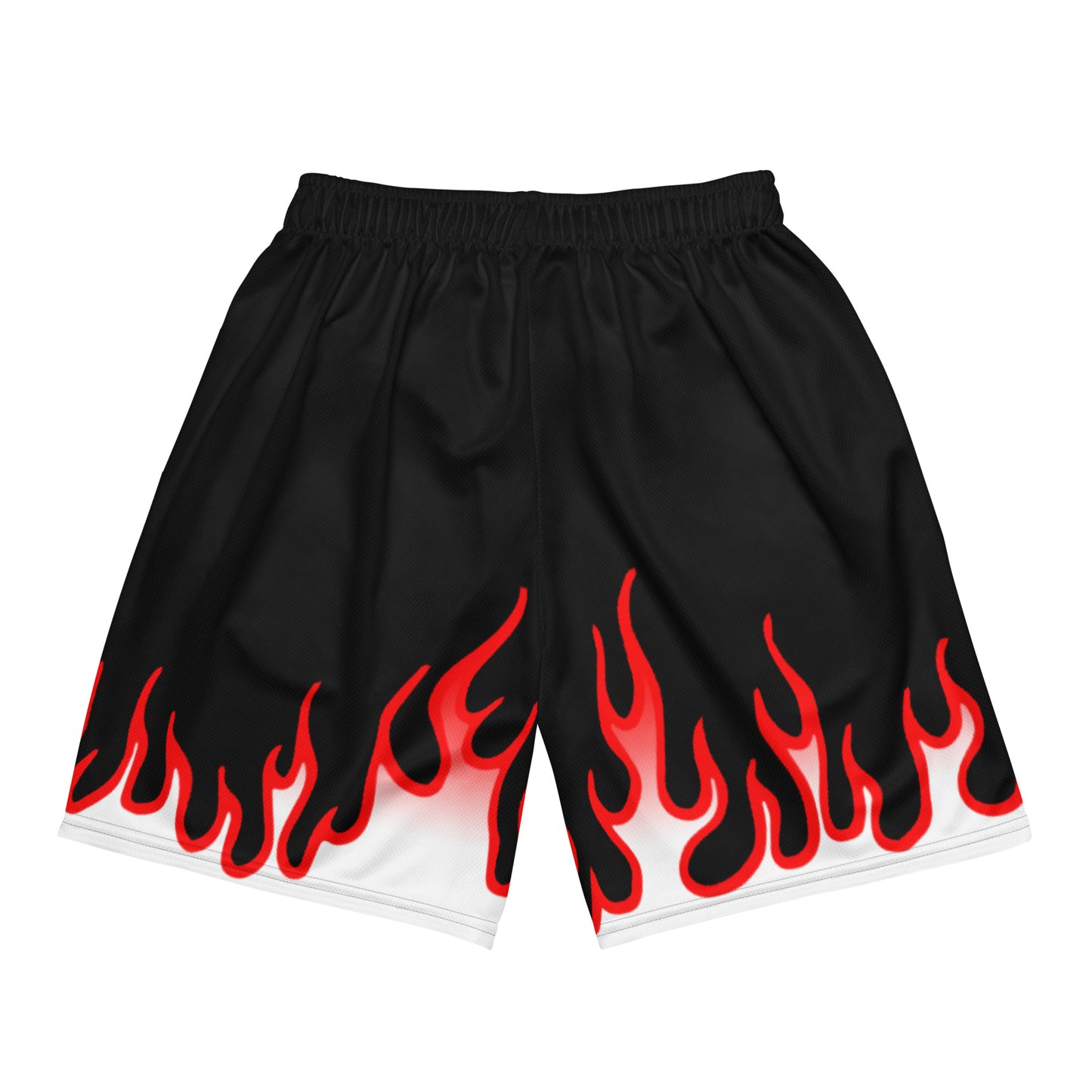 RED FLAME GRADIENT MESH SHORTS