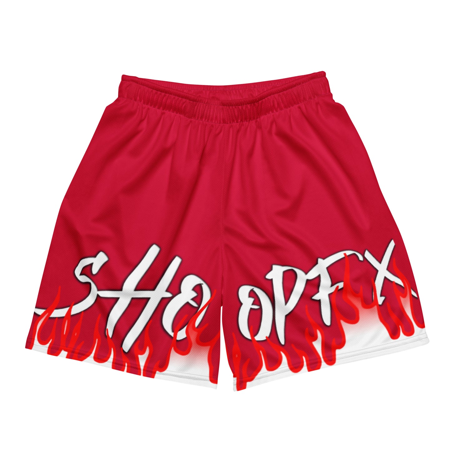 RED GRADIENT MESH SHORTS
